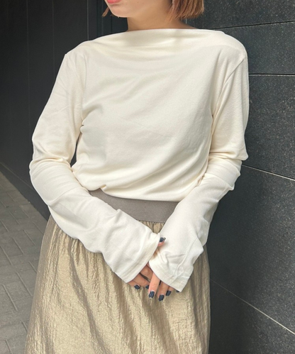 【JETSET SOLO PLUS】マットベロアボートネックカットソー