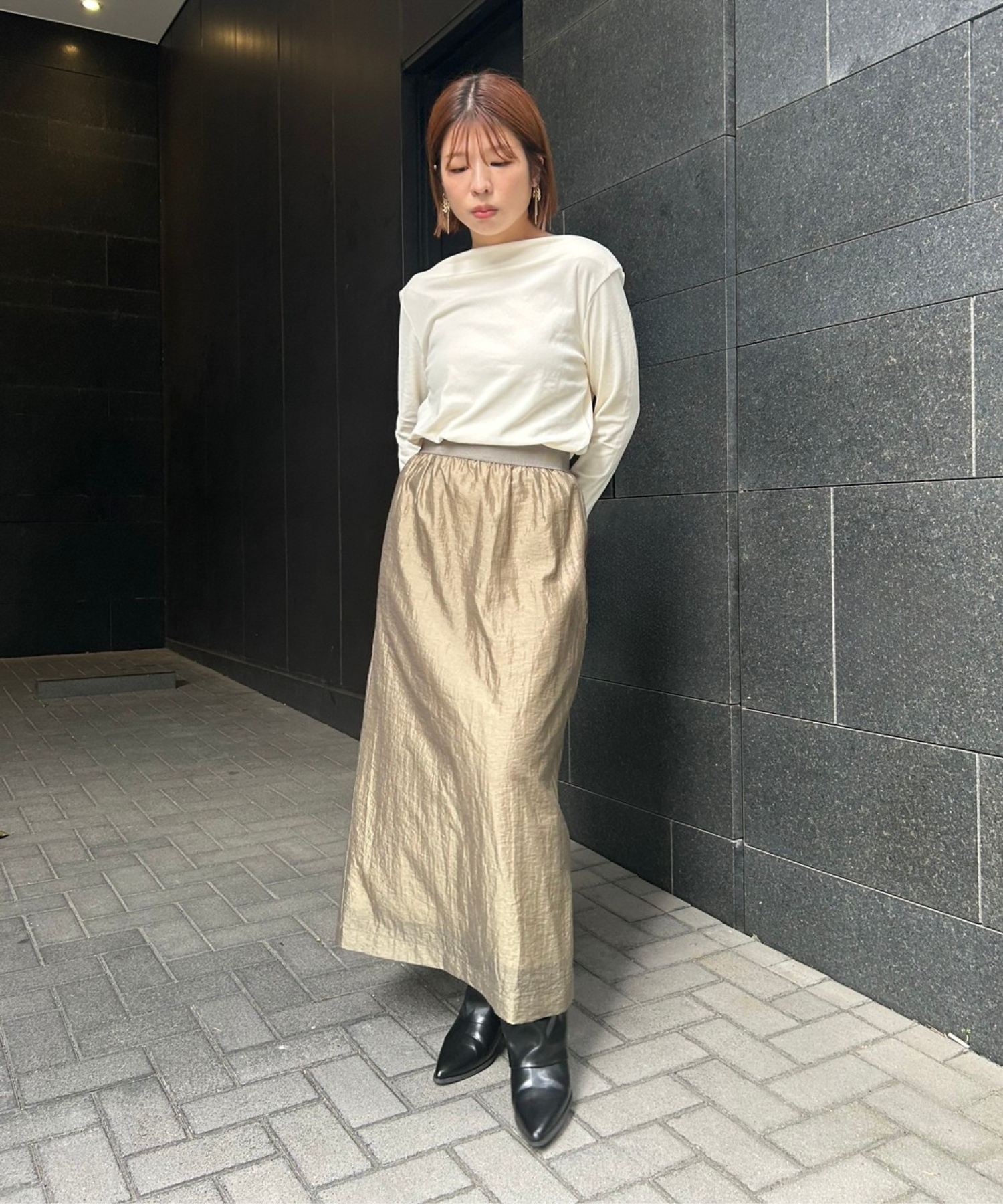 【JETSET SOLO PLUS】マットベロアボートネックカットソー