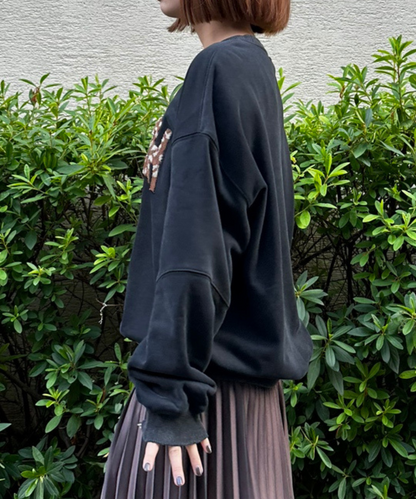 61-5842【FRNCH】レオパードデザインロゴスウェット