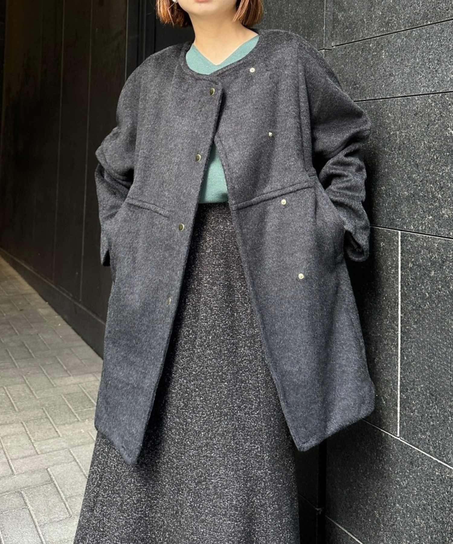 【SEADRAKE】【R】ニットシャギーウールミドルコート