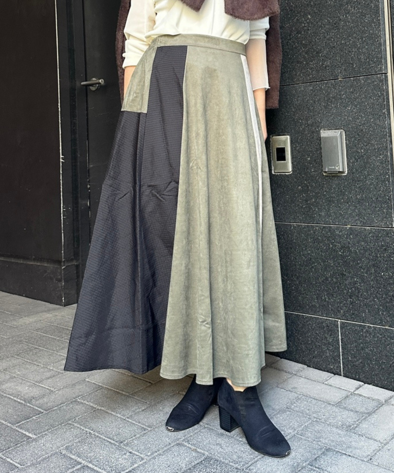 【FONT LAB】異素材コンビスウェードスカート