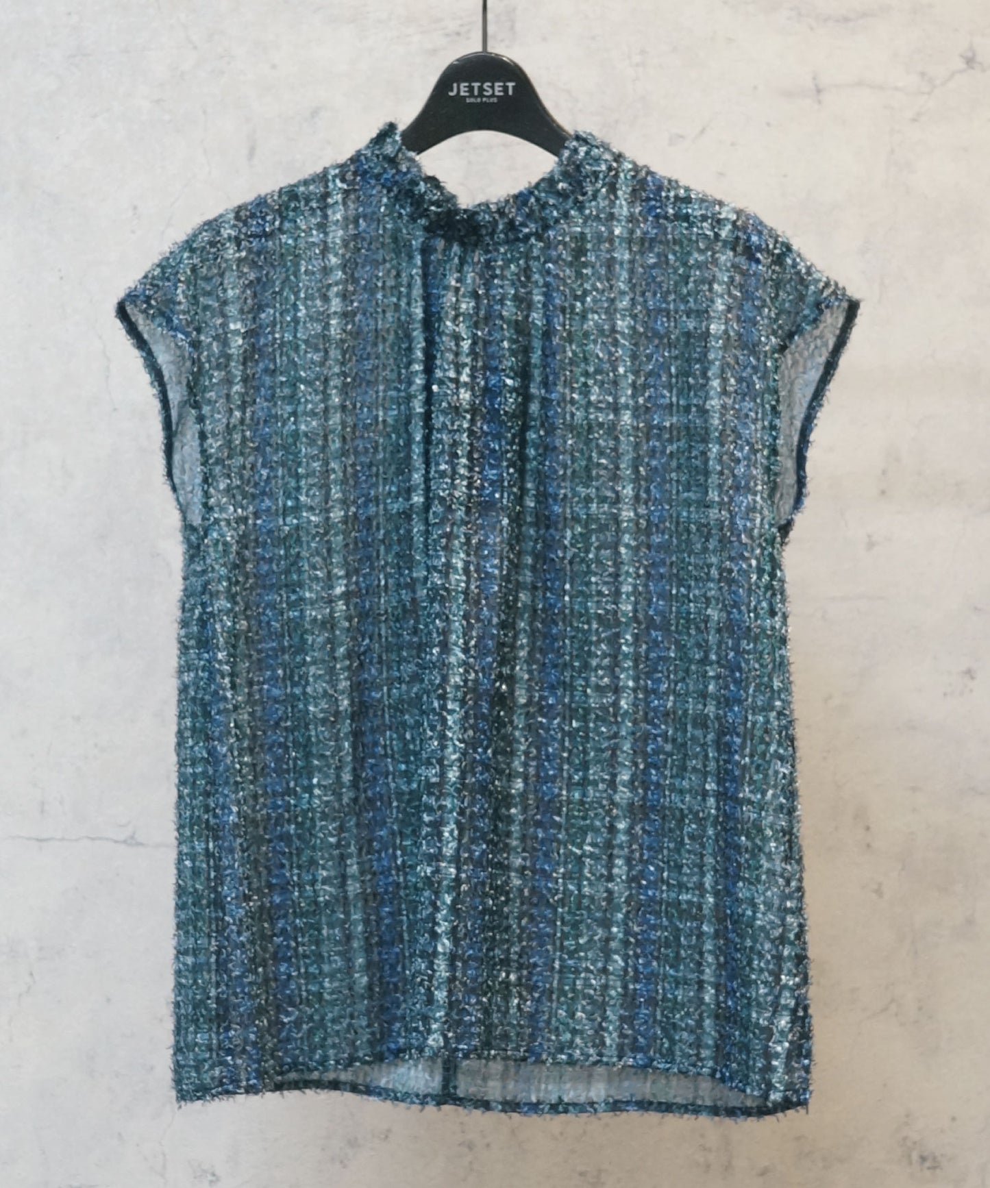 【FONT LAB】フリンジチェックハイネックブラウス