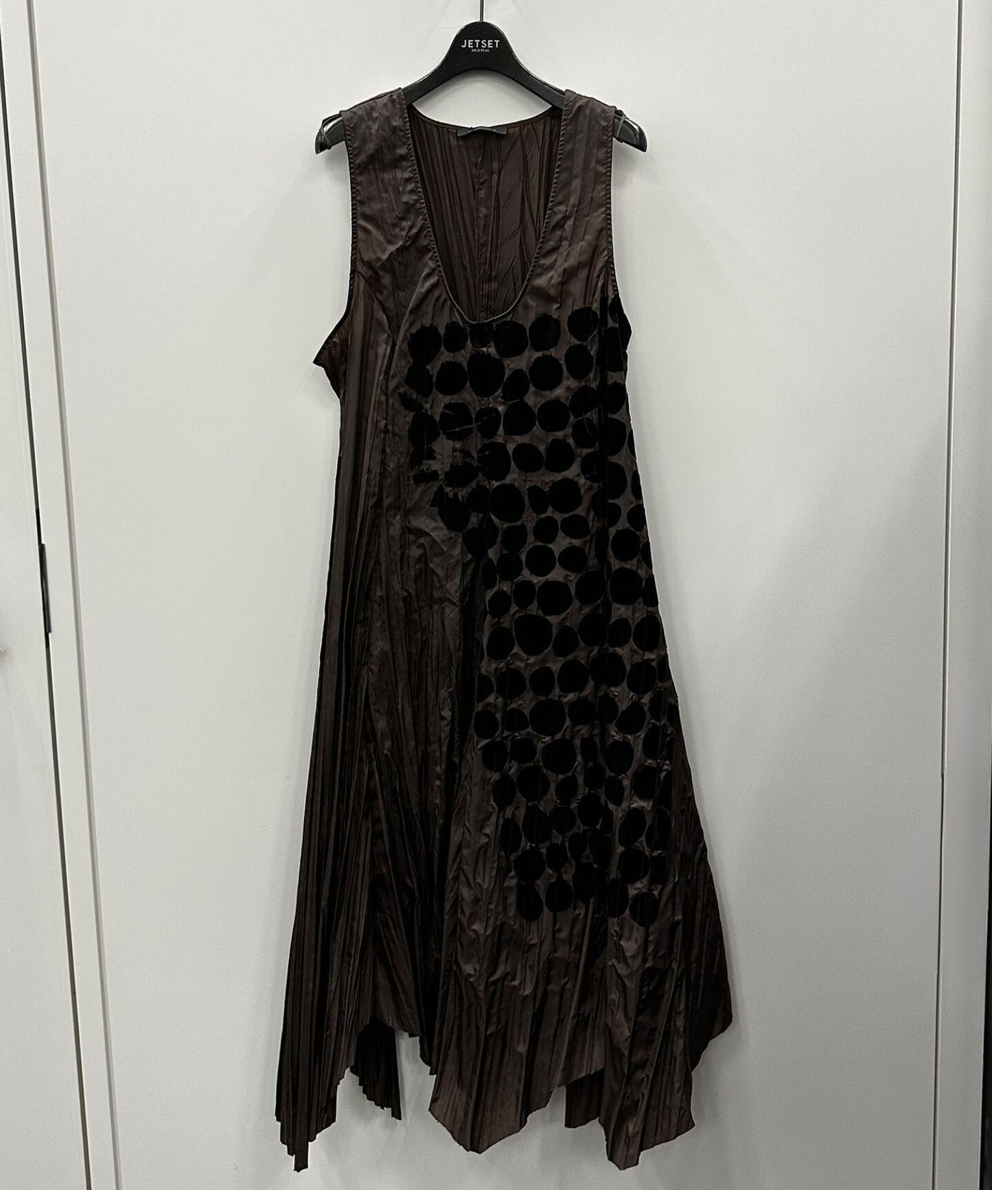 30-6338【VICTORIA C.】【周年】フロッキードットアシンメトリーワンピース