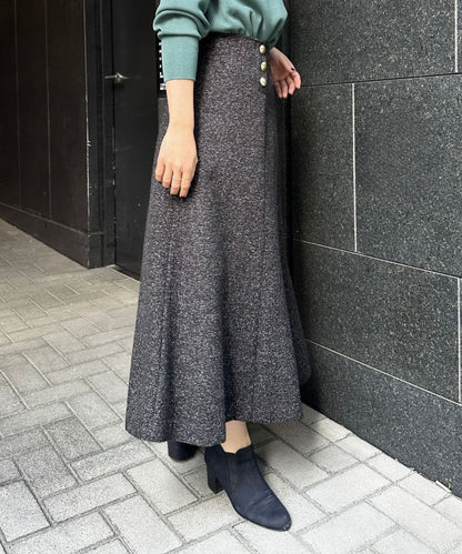 【JETSET SOLO PLUS】ネップツイードボタンデザインスカート