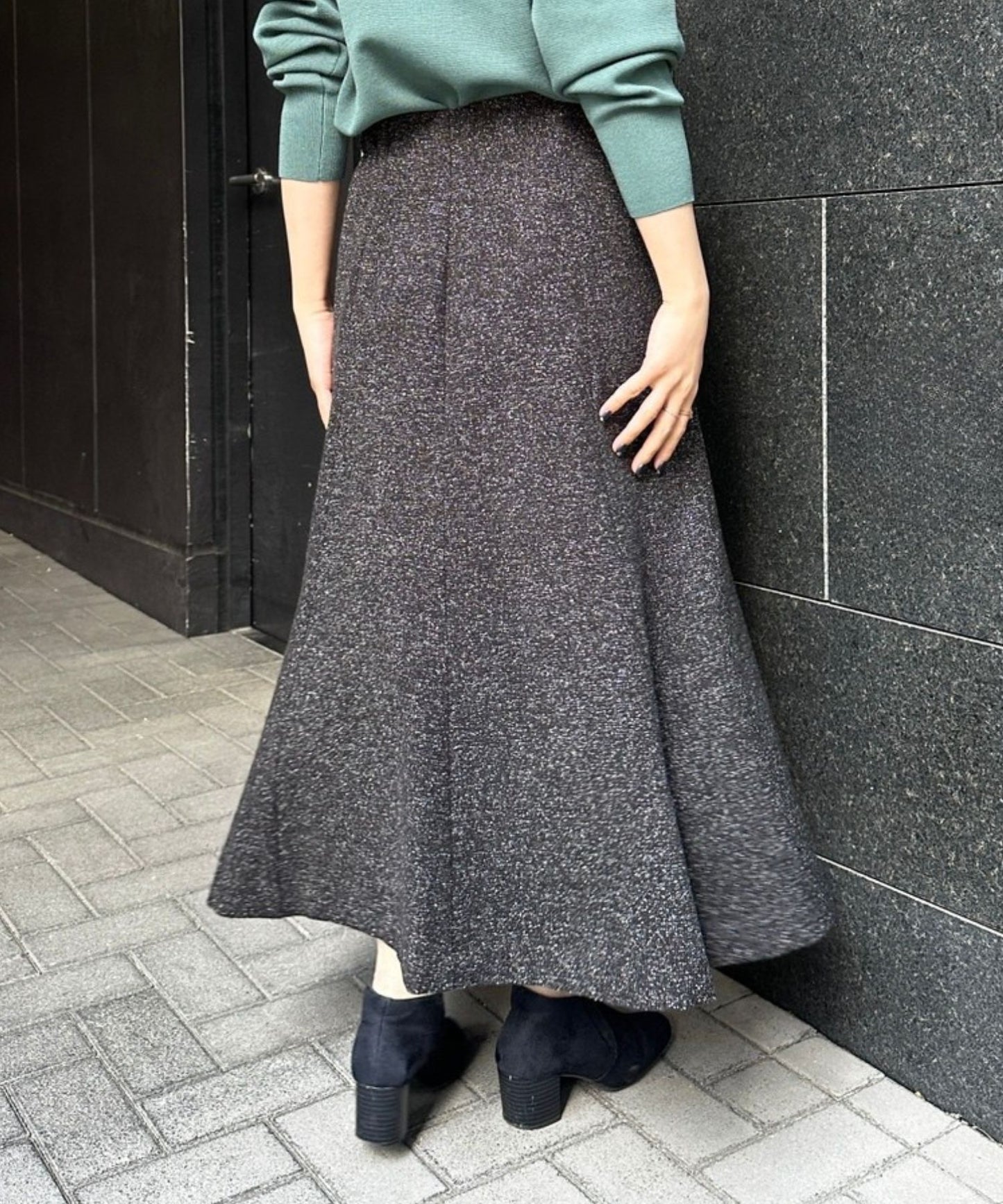 【JETSET SOLO PLUS】ネップツイードボタンデザインスカート