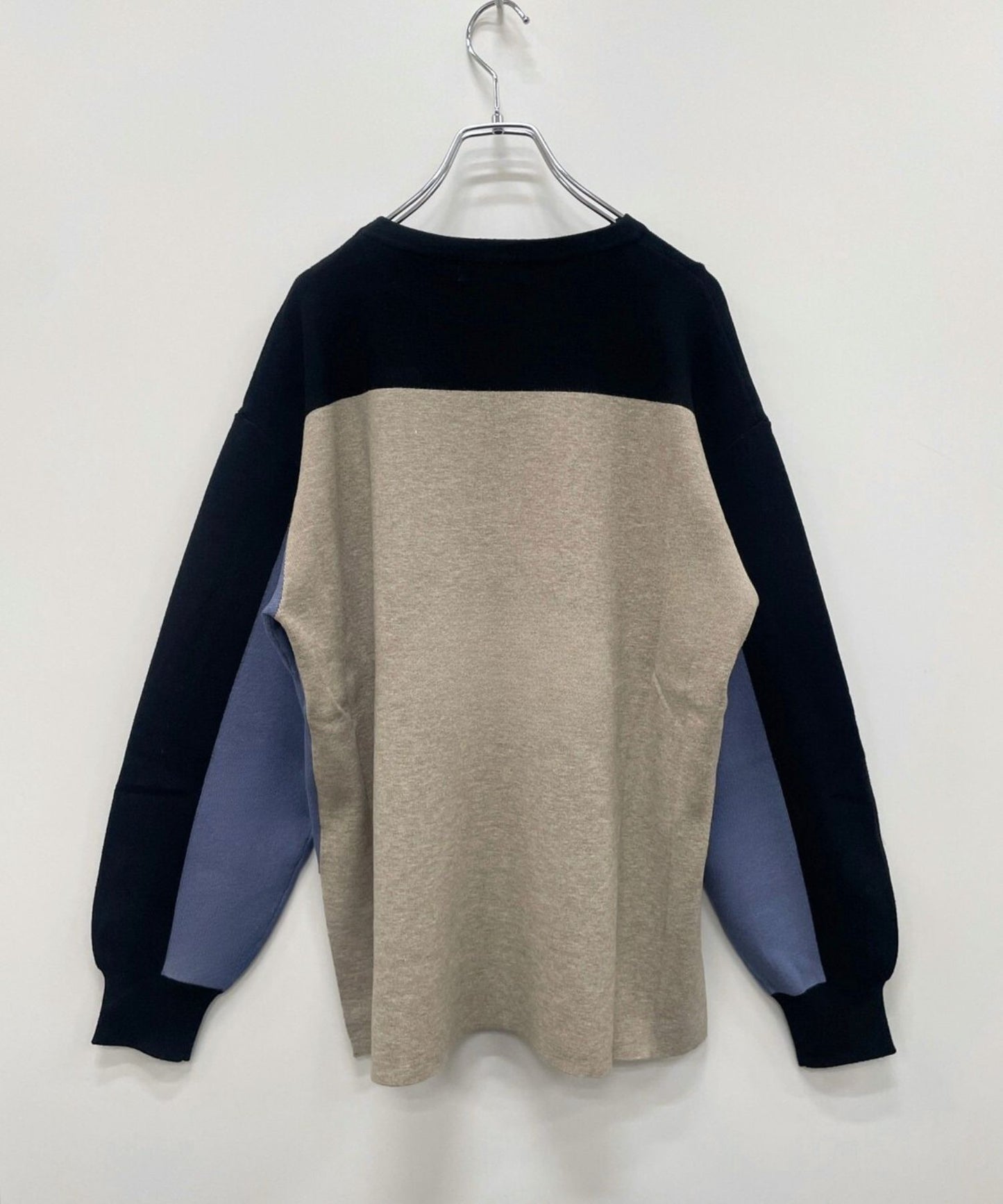 【FONT LAB】カラーブロックドロップショルダーニット
