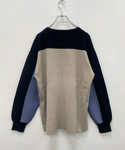 【FONT LAB】カラーブロックドロップショルダーニット