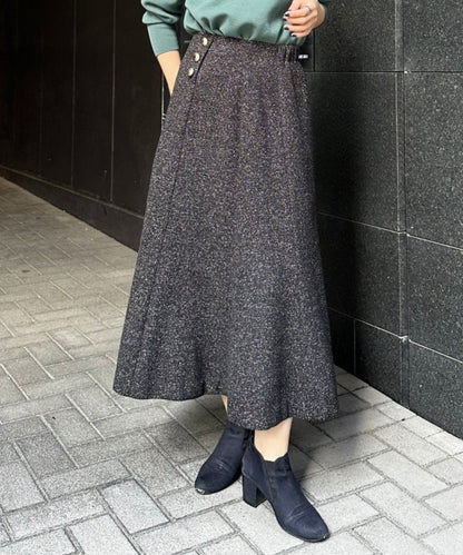 【JETSET SOLO PLUS】ネップツイードボタンデザインスカート