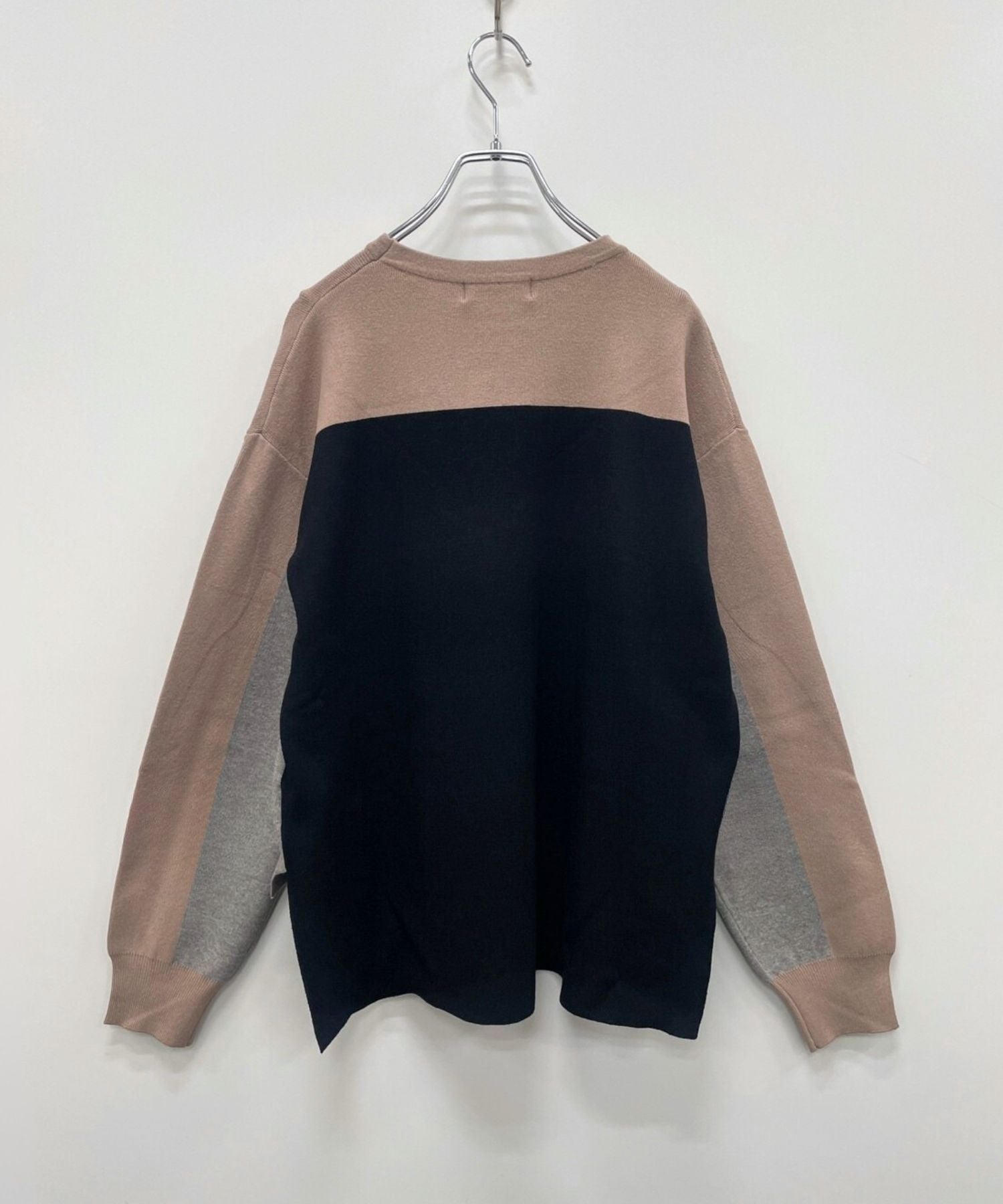 【FONT LAB】カラーブロックドロップショルダーニット