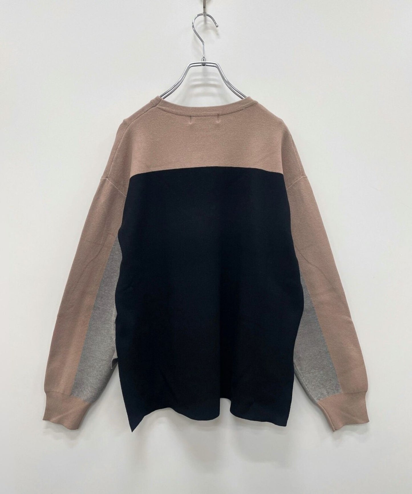 【FONT LAB】カラーブロックドロップショルダーニット