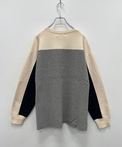 【FONT LAB】カラーブロックドロップショルダーニット