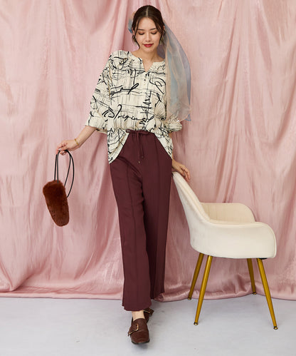 12-1898【JETSET SOLO PLUS】ラメピンストライプイージーパンツ