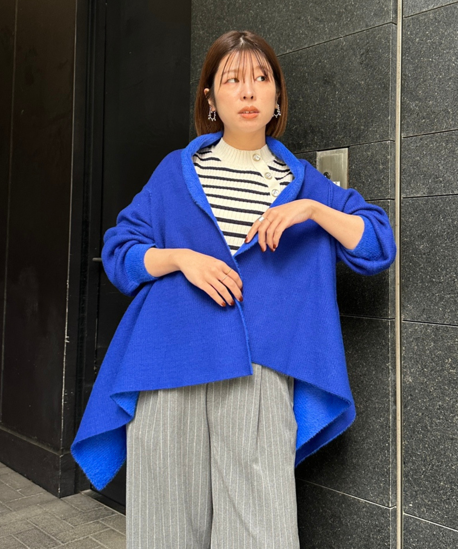 【FONT LAB】ダブルフェイスストールカーディガン