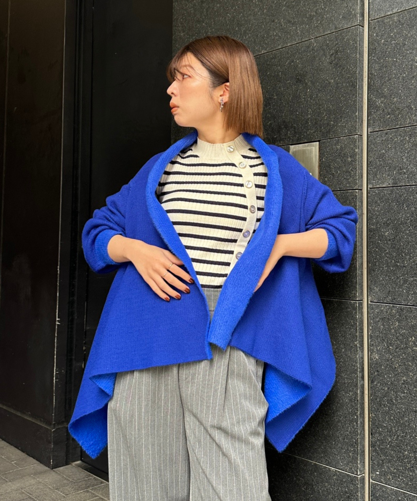 【FONT LAB】ダブルフェイスストールカーディガン