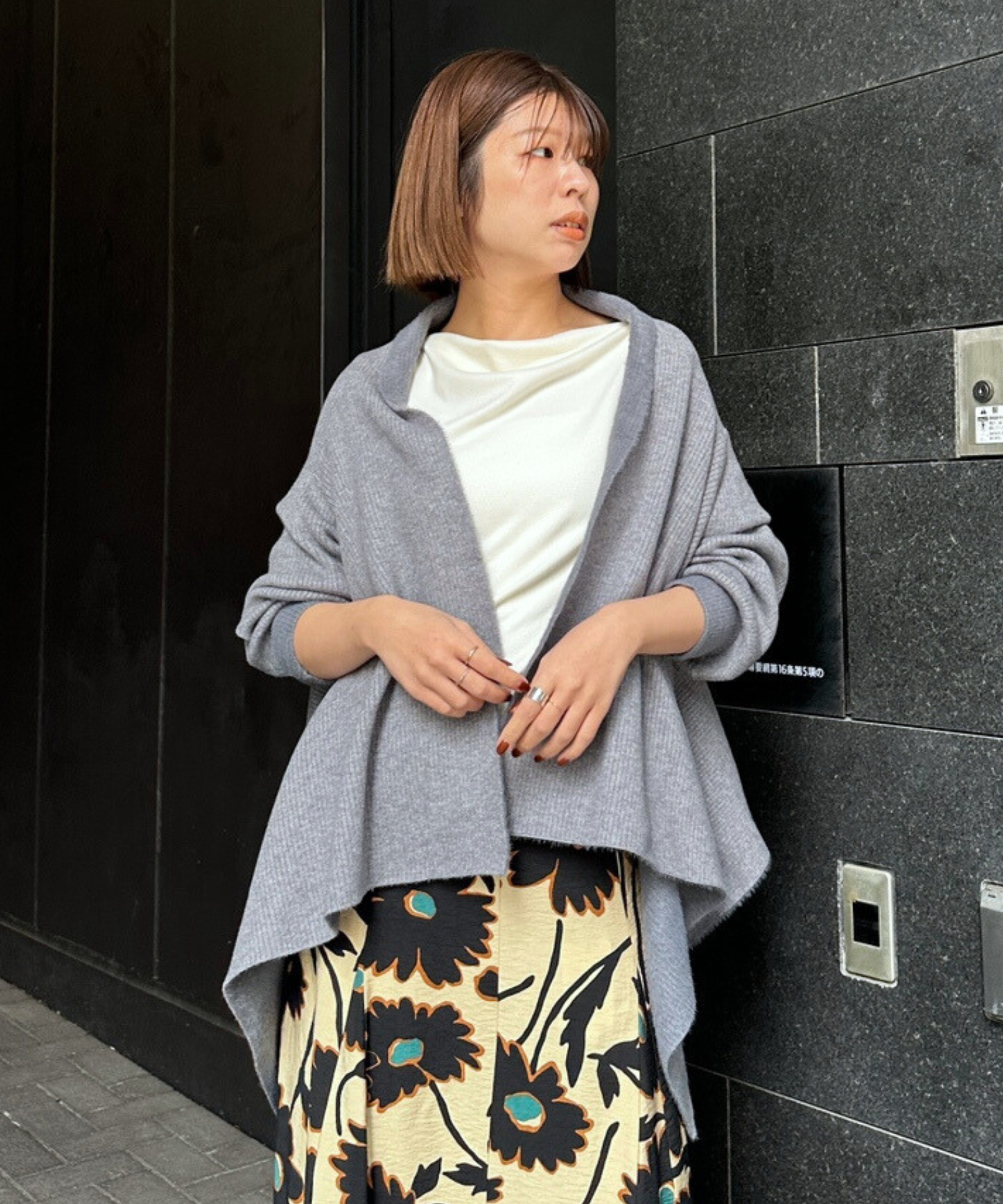 【FONT LAB】ダブルフェイスストールカーディガン