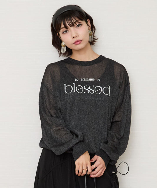 【FONT LAB】グリッターロゴシアー2WAYニット