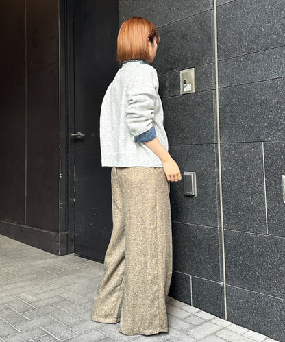 【FONT LAB】デニムシャツフェイクレイヤードニットカーディガン