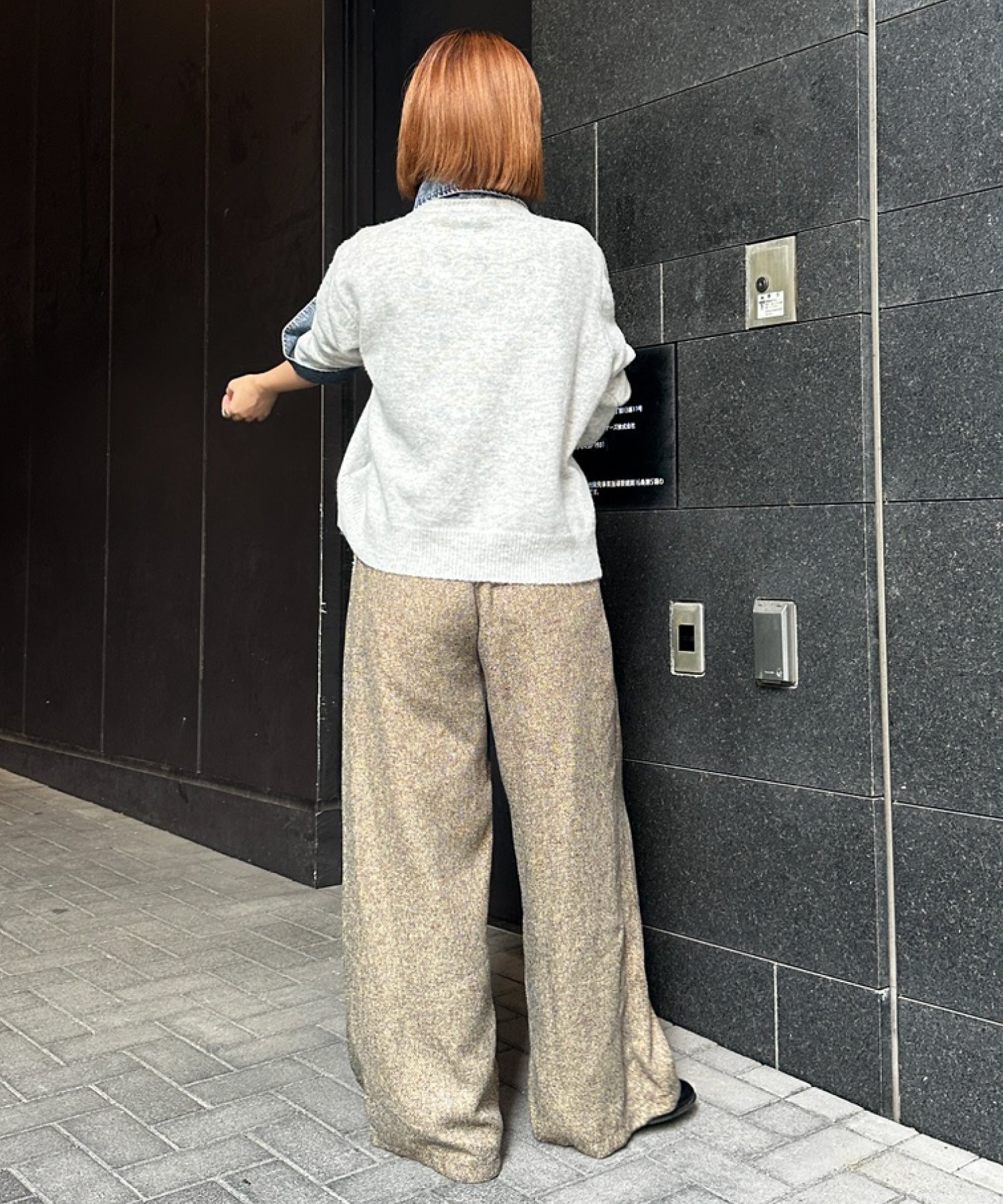 【FONT LAB】デニムシャツフェイクレイヤードニットカーディガン