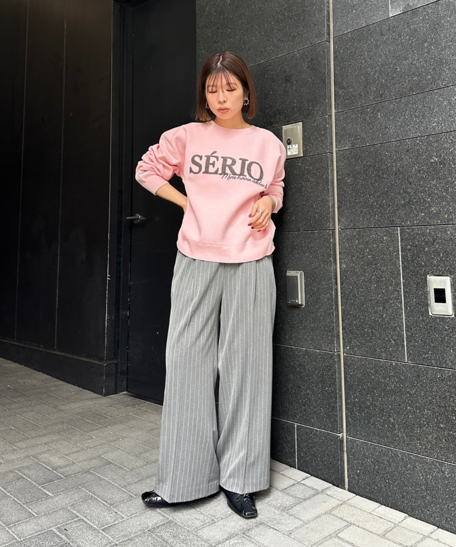 【FONT LAB】スウェットライクシェニールロゴニット