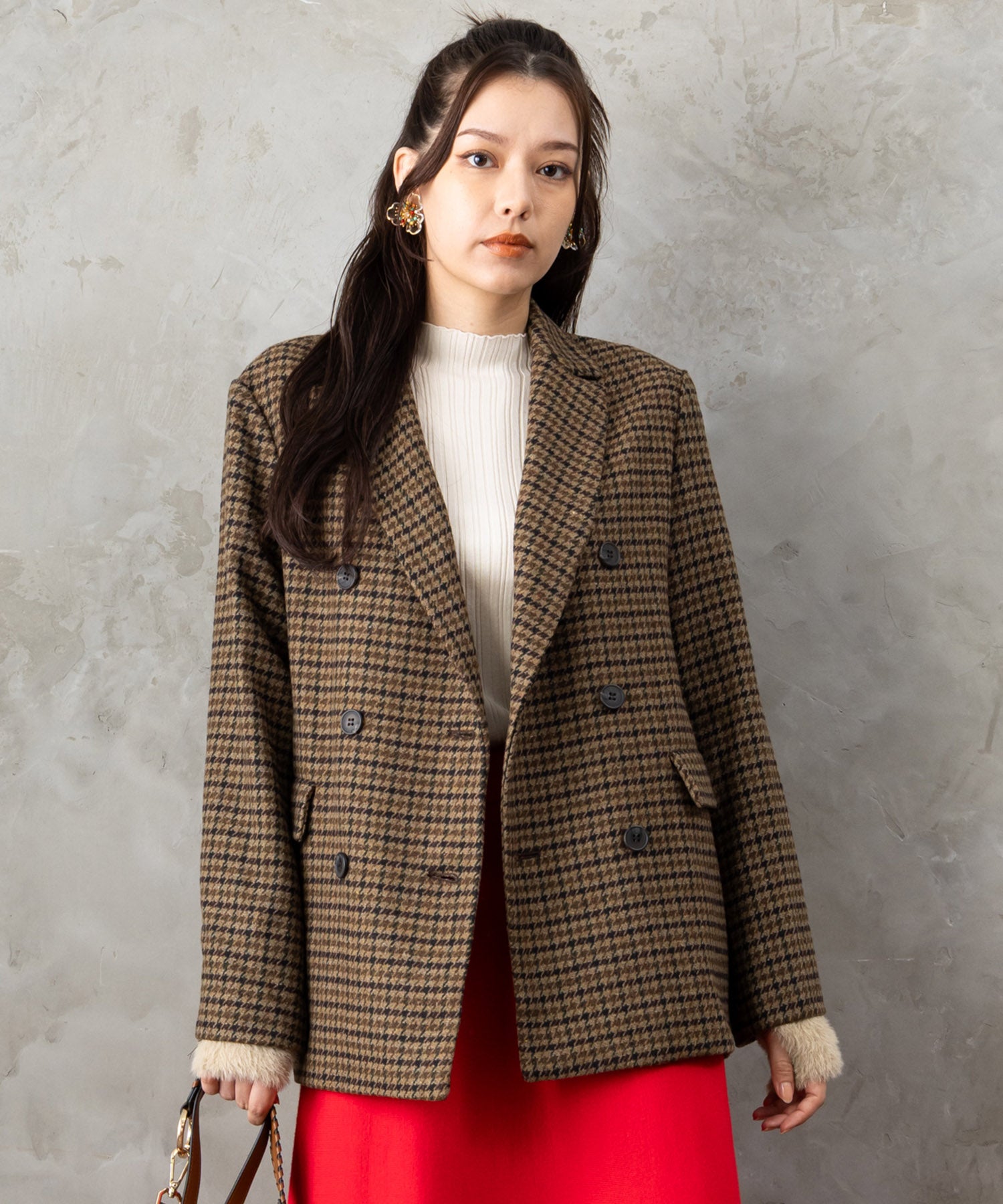 BURTON チェック柄ジャケット レディース チェック柄 Wブレスト ジャケット｜JETSET SOLO PLUS