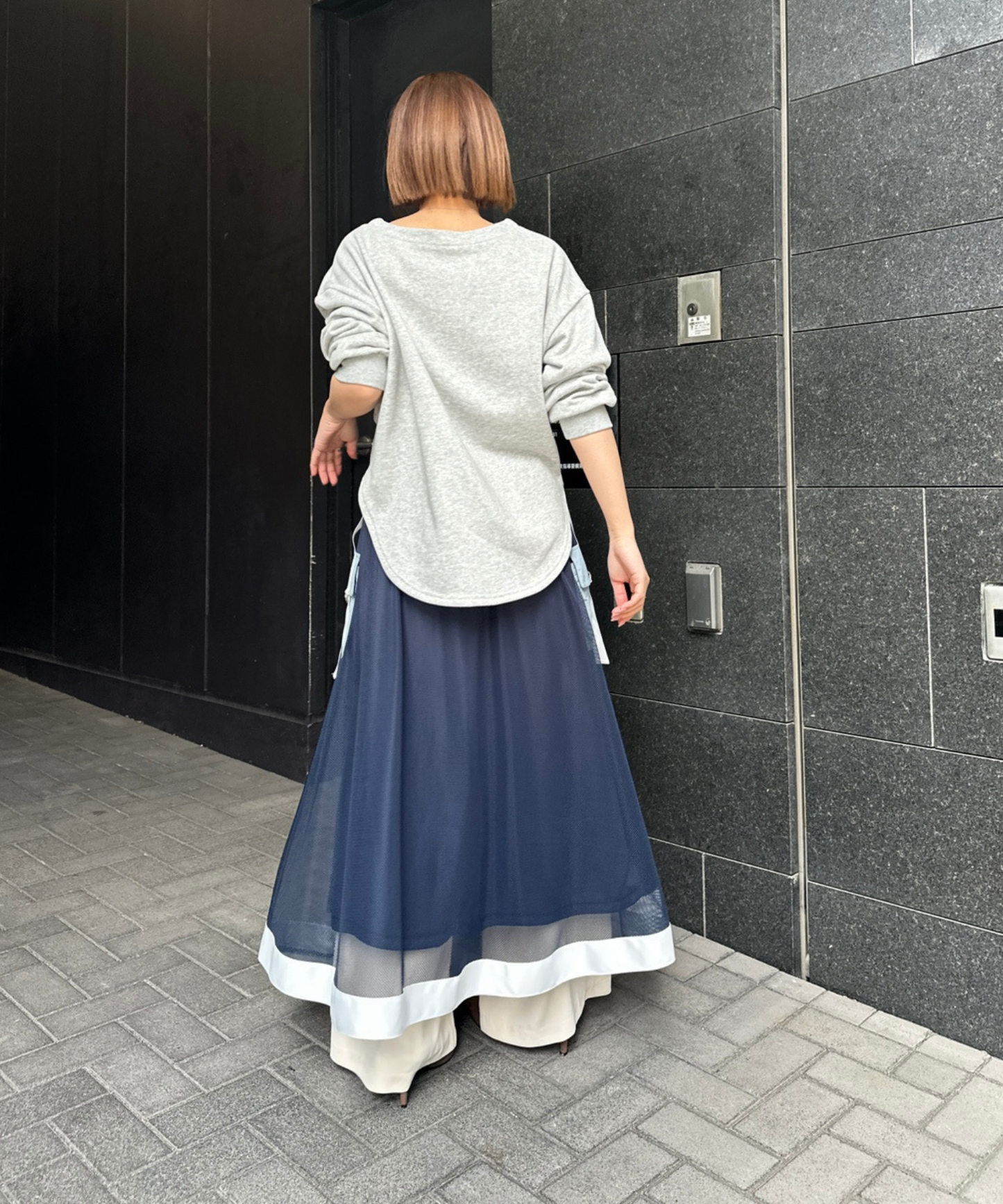 【FONT LAB】フォトプリント×ロゴボートネックスウェット