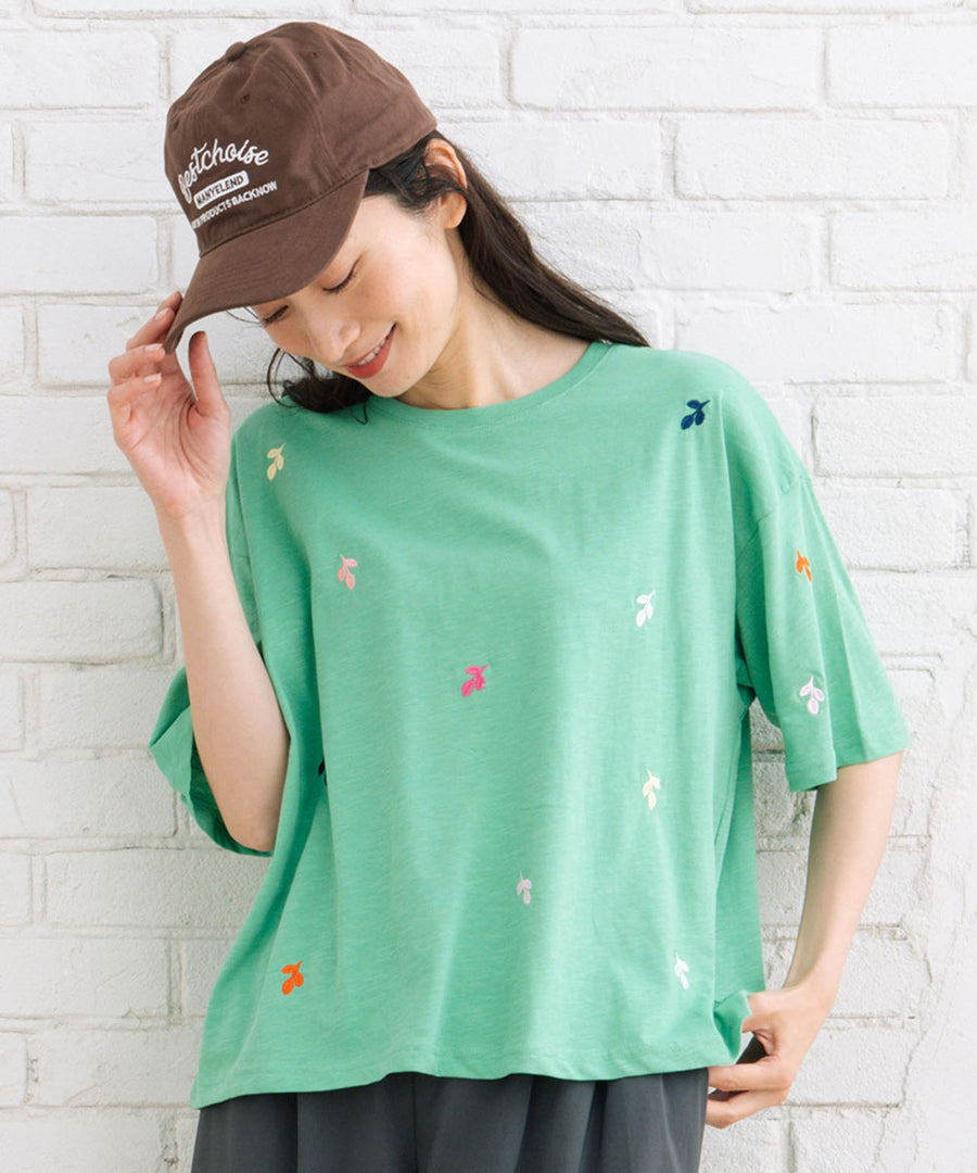 NUMPH リーフエンブロイダリーTシャツ