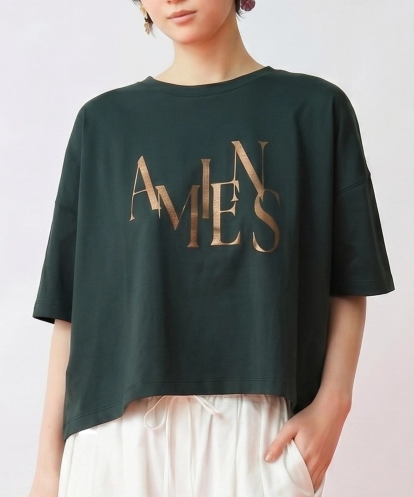 【FONT LAB】ワイドシルエットメタリックロゴＴシャツ