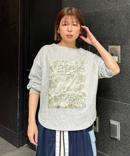 【FONT LAB】フォトプリント×ロゴボートネックスウェット