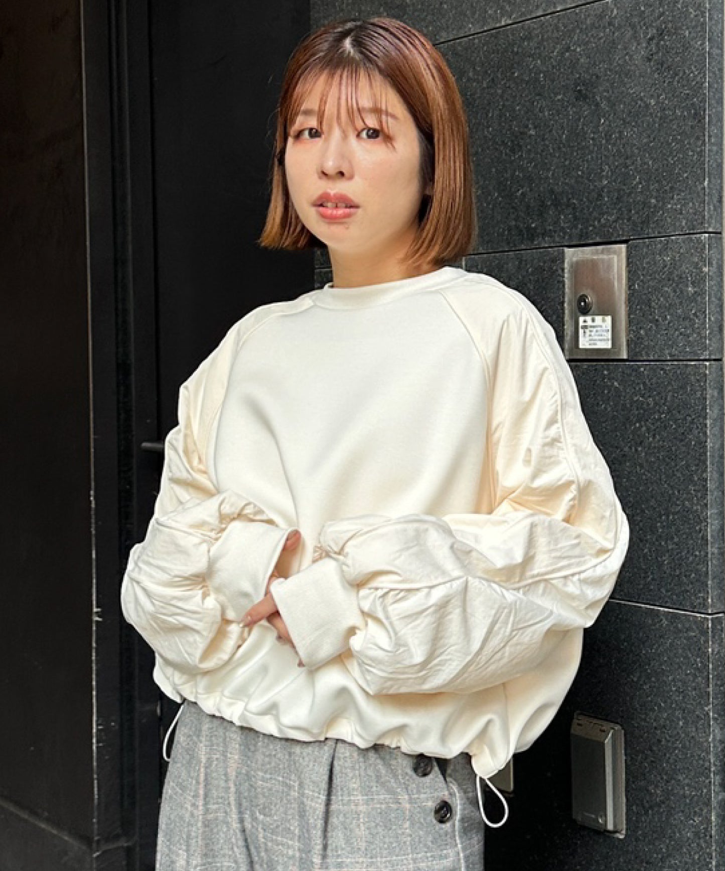 【FONT LAB】ダンボール×ナイロンコンビスウェット