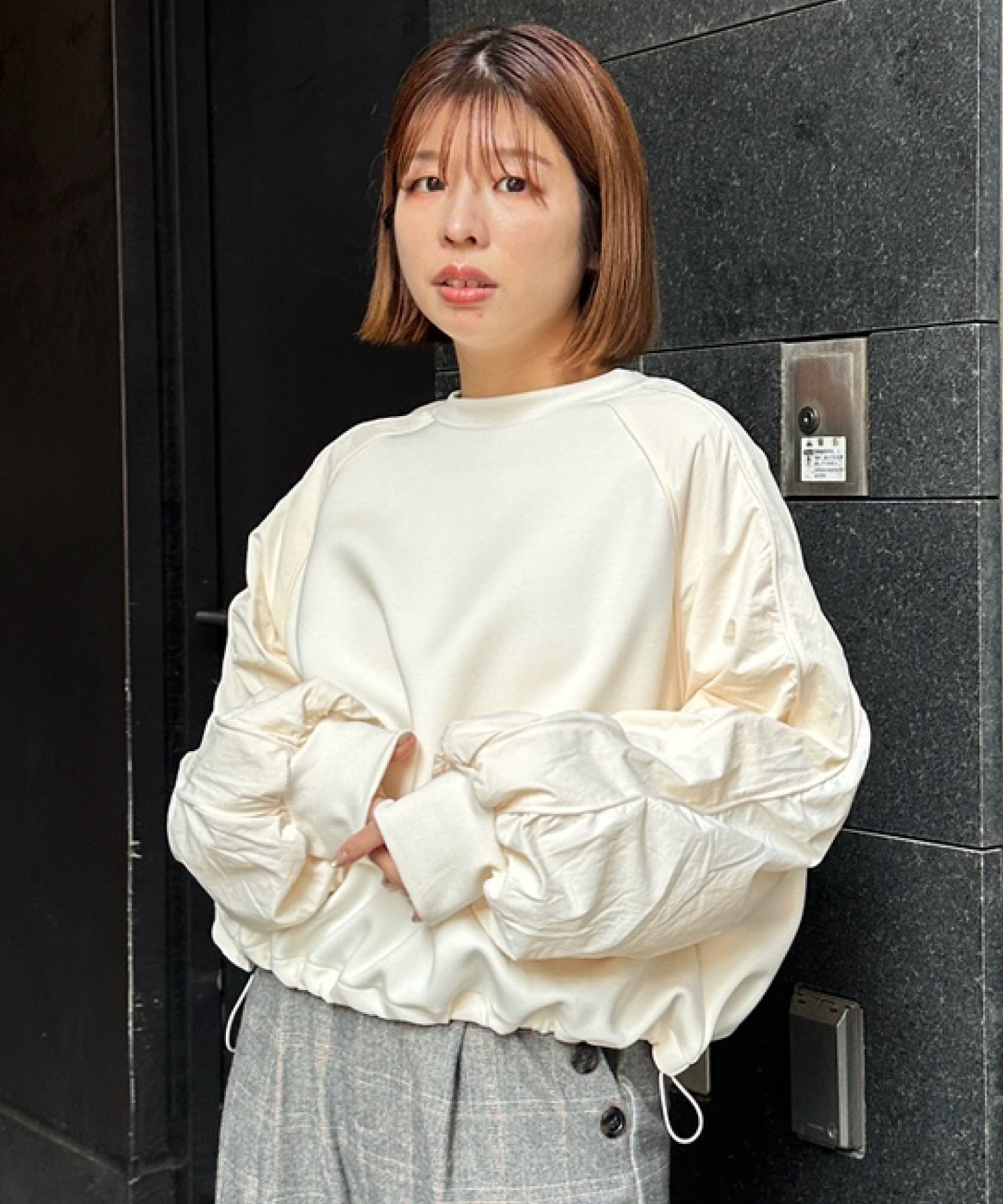 【FONT LAB】ダンボール×ナイロンコンビスウェット