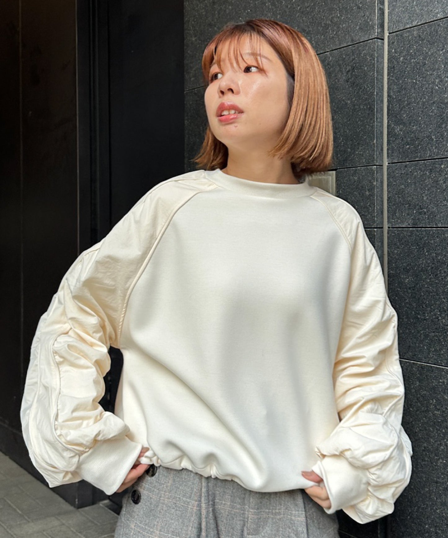 【FONT LAB】ダンボール×ナイロンコンビスウェット