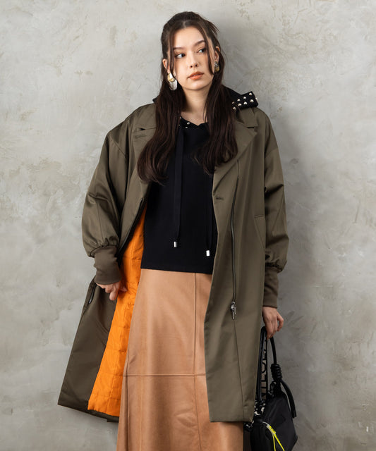 71-5576【JETSET SOLO PLUS】LIMONTA スプリットラグランスリーブ中綿ロングコート