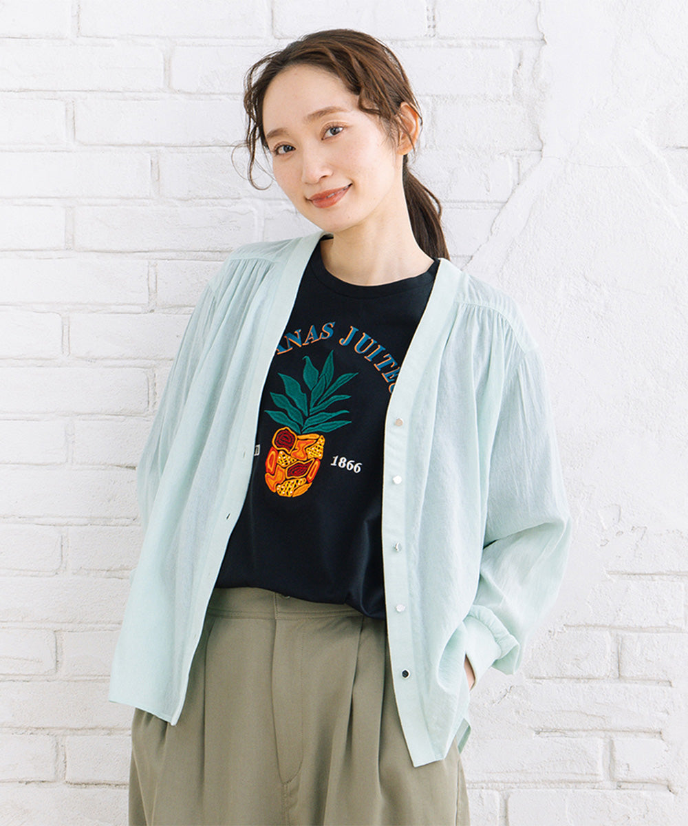 01-6719　FONTLAB 気流染めシャツカーディガン【先行予約】