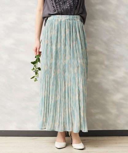 14-5926　【FONT LAB】ストリークプリントマジョリカプリーツスカート