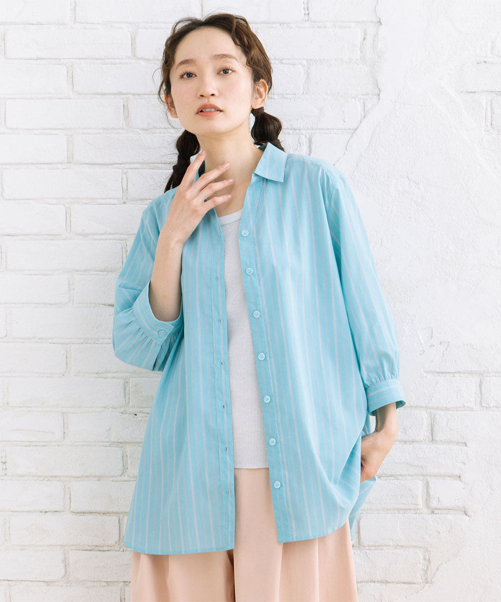 【sabstreet bis】【web限定】 【接触冷感】6分丈キーネックシャツ【先行予約】