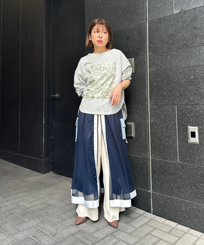 【FONT LAB】フォトプリント×ロゴボートネックスウェット