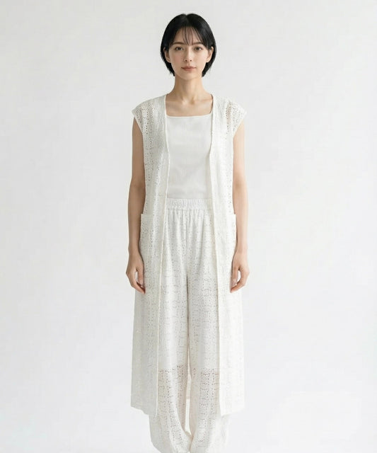 【INDUS luxury for JETSET SOLO PLUS】カットワークレースジレ