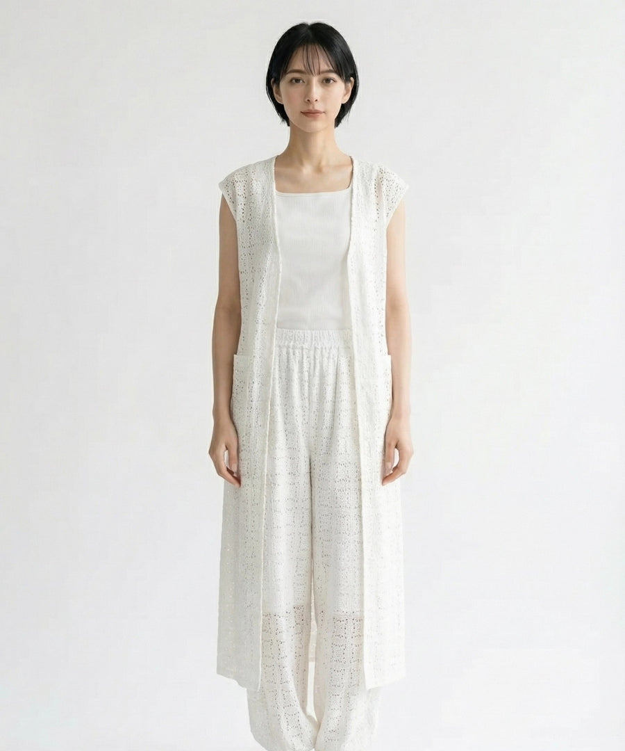 【INDUS luxury for JETSET SOLO PLUS】カットワークレースジレ