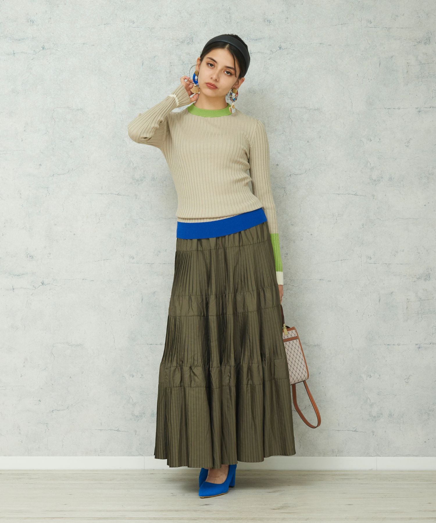 グロッシープリーツティアードスカート｜ファッション通販のマインド