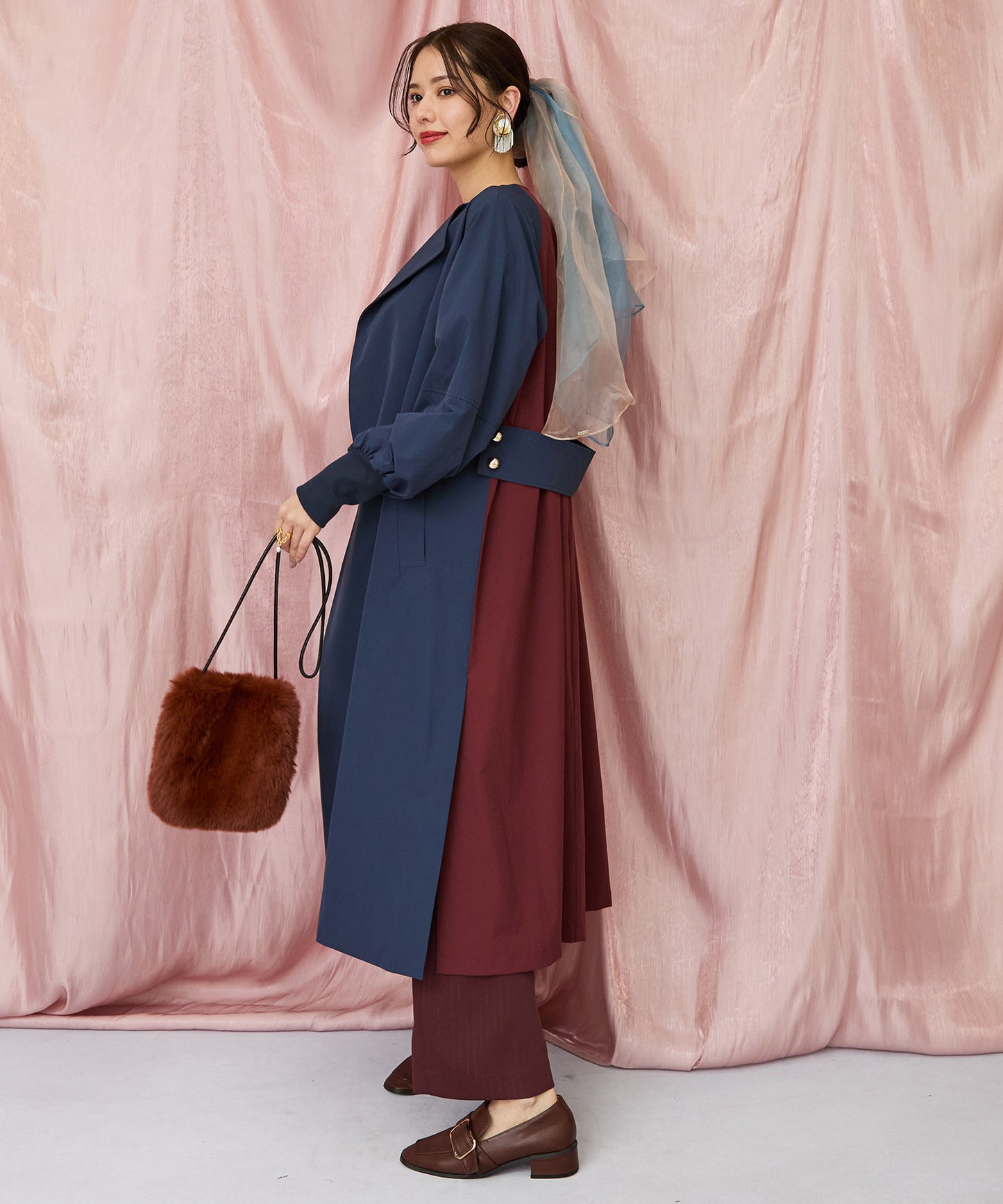 12-1898【JETSET SOLO PLUS】ラメピンストライプイージーパンツ