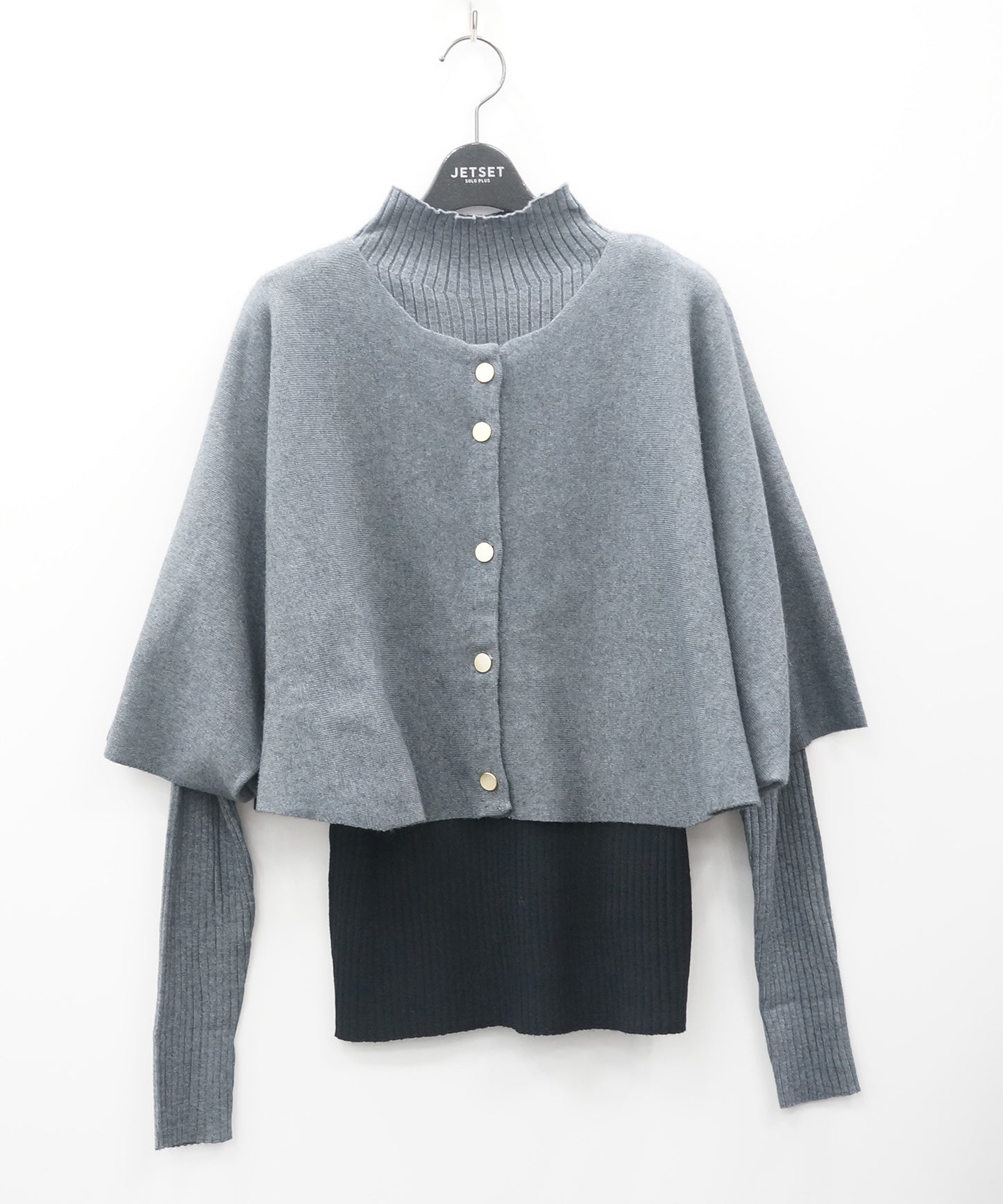 58-5669【FONT LAB】バイカラーボトルネック×ケープアンサンブル