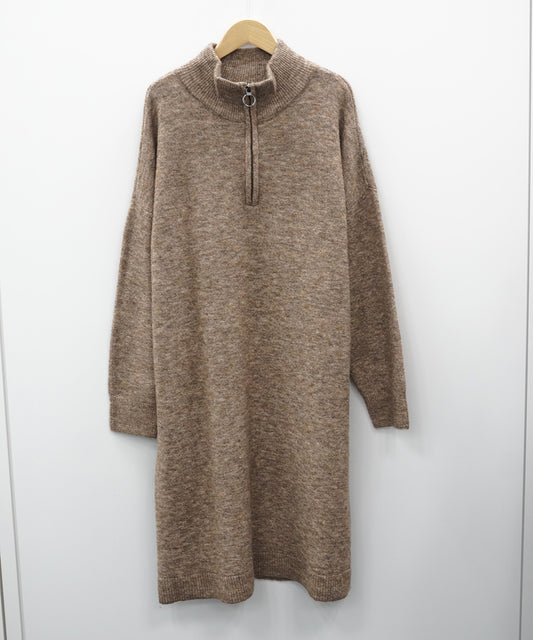 35-9666 fransa [リミサロ]メランジニットハーフジップワンピース