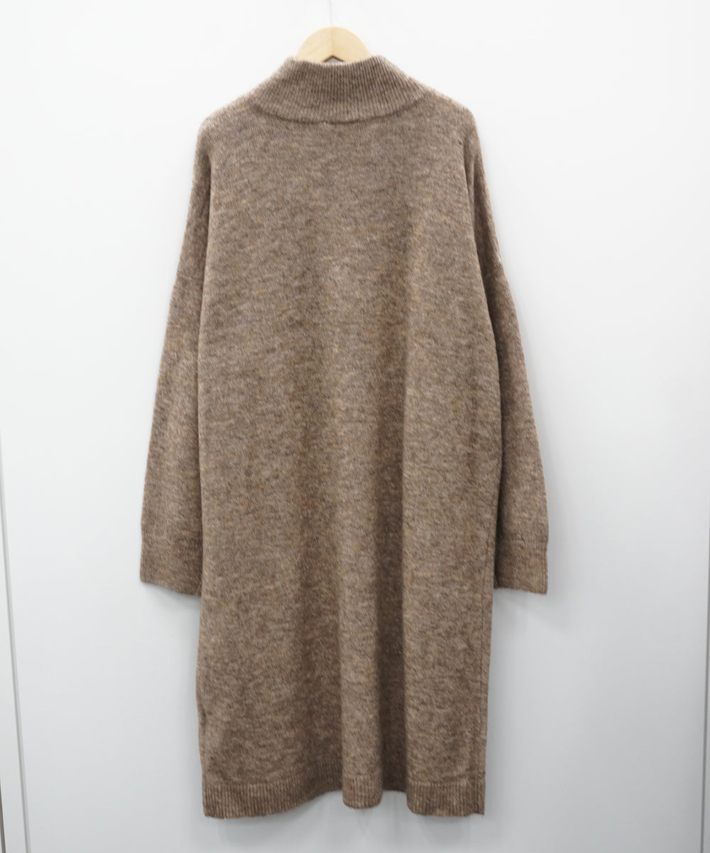 35-9666 fransa [リミサロ]メランジニットハーフジップワンピース