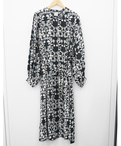 30-9667 ICHI [リミサロ]フラワープリントバンドカラーワンピース