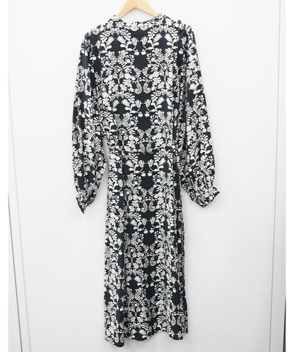 30-9667 ICHI [リミサロ]フラワープリントバンドカラーワンピース