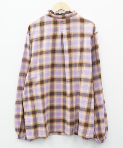01-6708 PULZ JEANS [リミサロ]チェックプリントフリルカラーブラウス