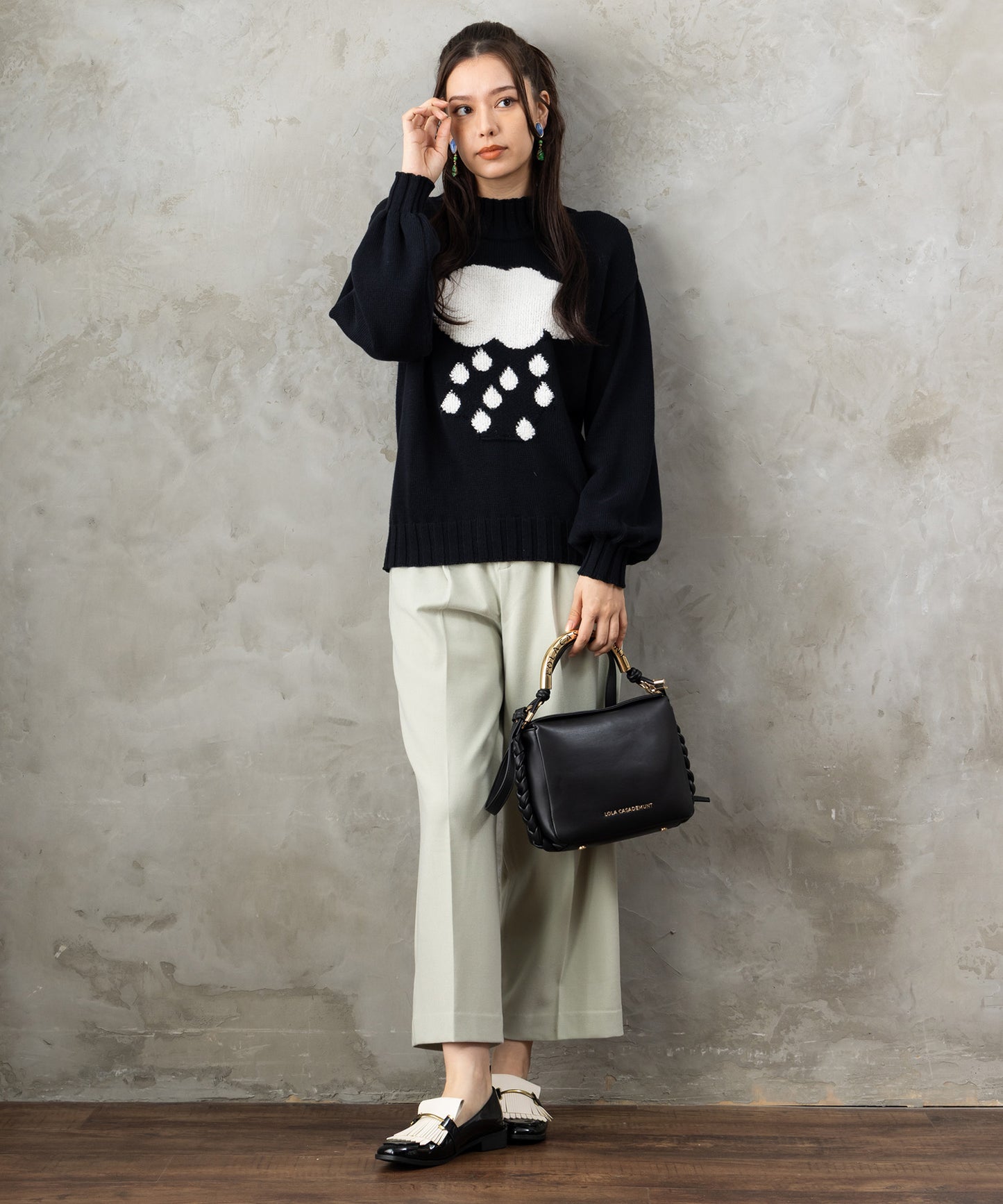 【LOLA CASADEMUNT 】メタリックハンドルクロスボディBAG