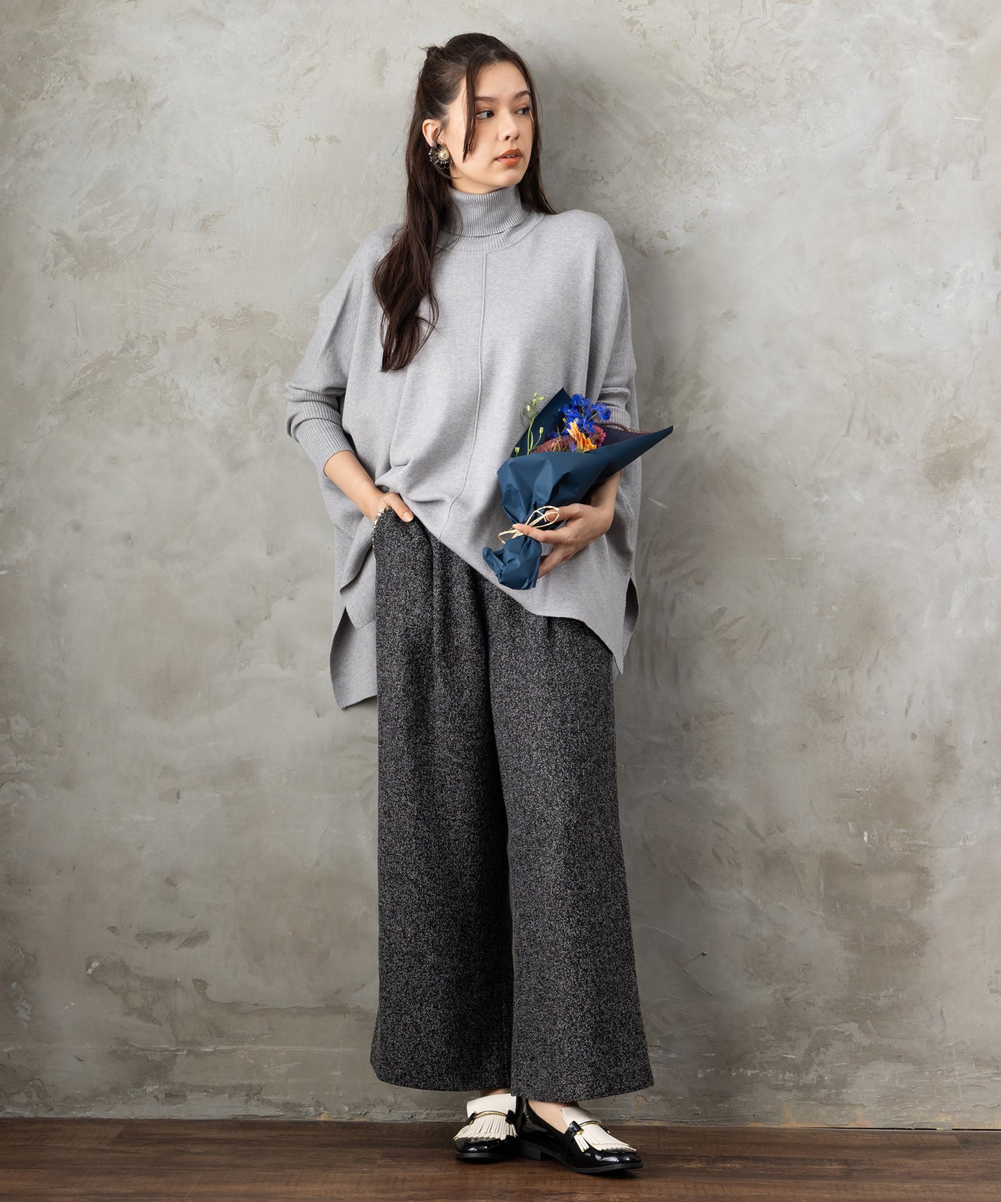 【FONT LAB】ツイードフリンジワイドパンツ