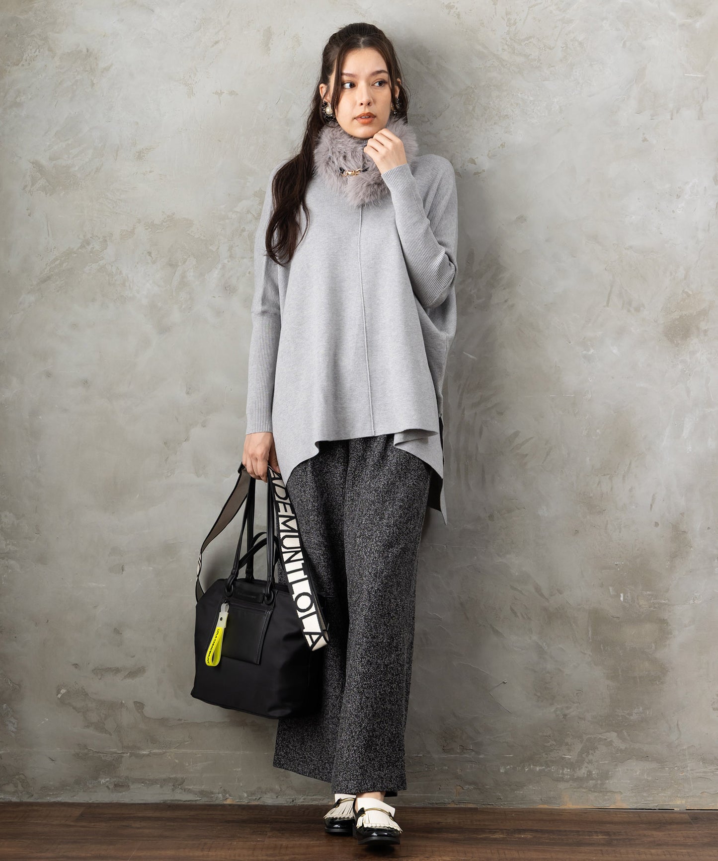 【FONT LAB】ツイードフリンジワイドパンツ