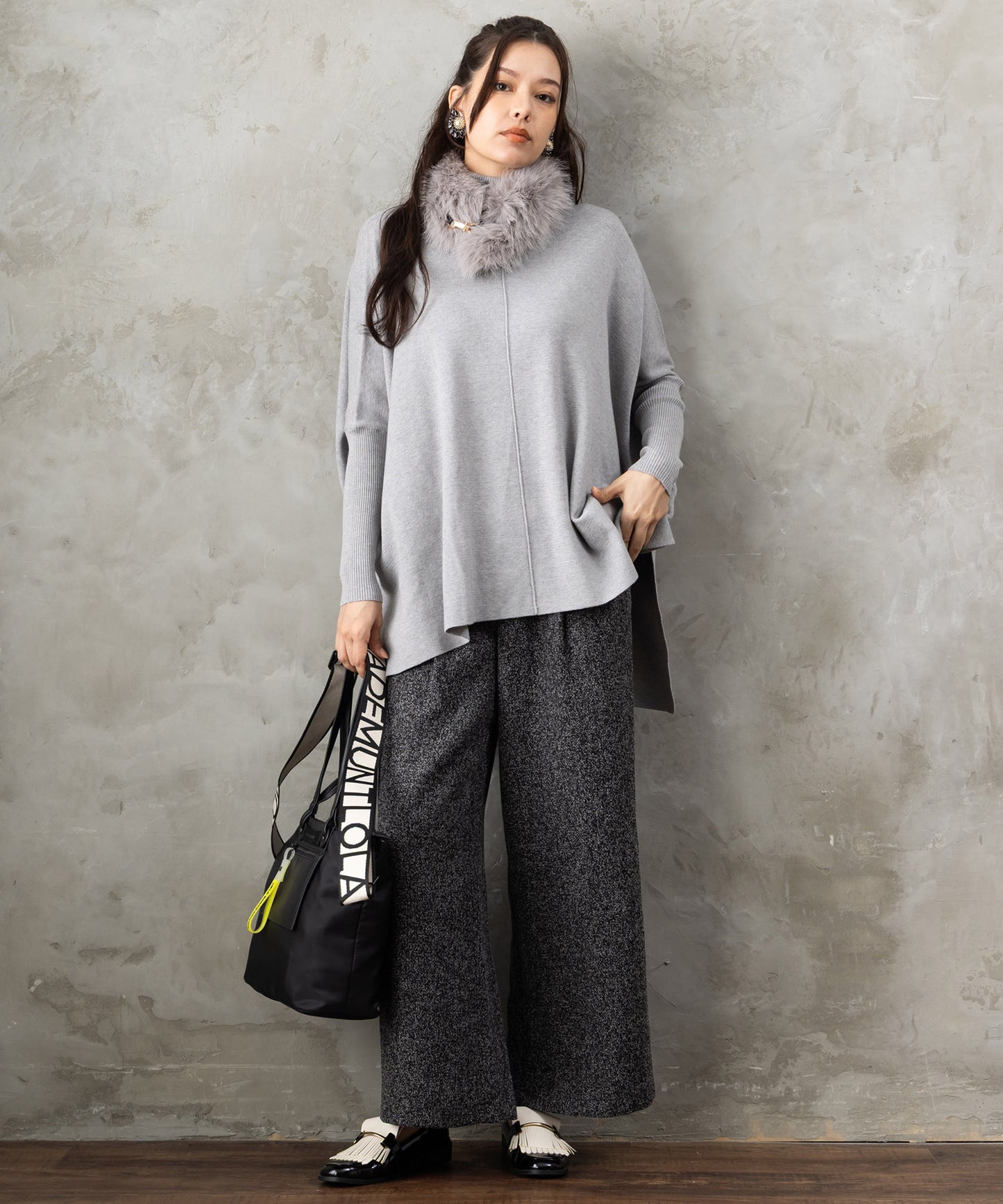 【FONT LAB】ツイードフリンジワイドパンツ